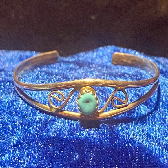 RARE Baby Bracelet Sterling Silver w/ Turquoise - Picture 2 of 9